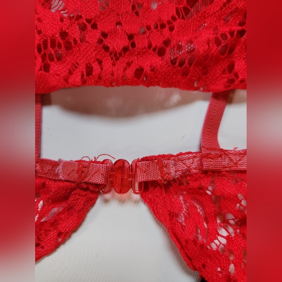 Wink Gal Womens Sheer Mesh Sexy Bralette Wireless Lace Red Sz XL - Picture 11 of 14